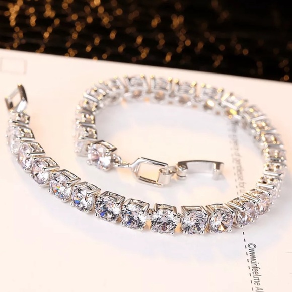 NEW TENNIS BRACELET DIAMOND 925 STERLING SILVER, NICE BRACELET, CUTE BRACELET - Picture 4 of 6